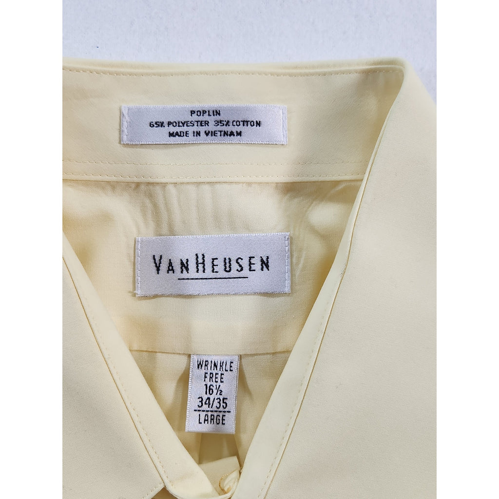 Van Heusen Men's Dress Shirt Yellow 16.5 34/35 Long Sleeve