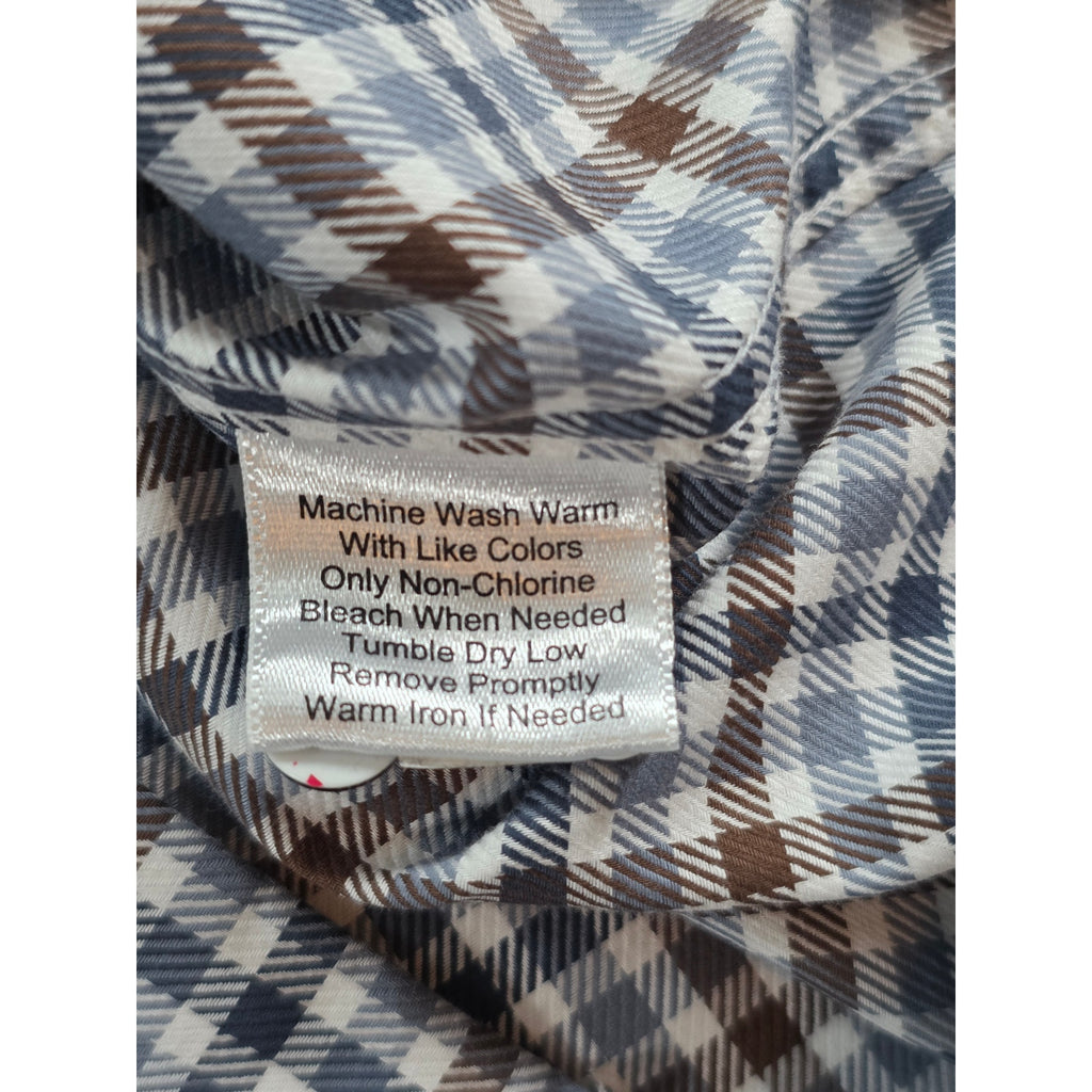 Joseph Abboud Men's Dress Shirt Brown Gray Plaid XXL NWT Long Sleeve