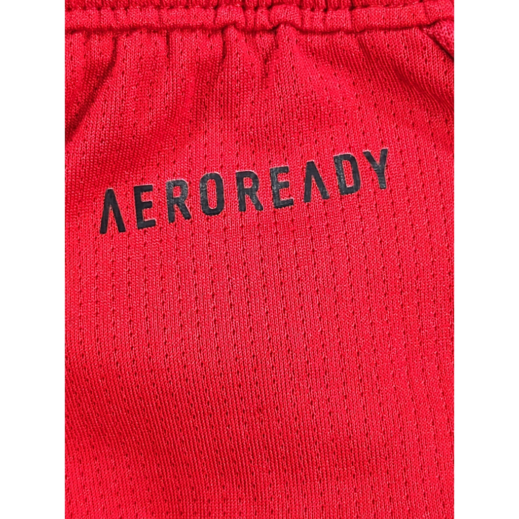 Adidas Men's Red Athletic Shorts Black 3-Stripes Drawstring Size M