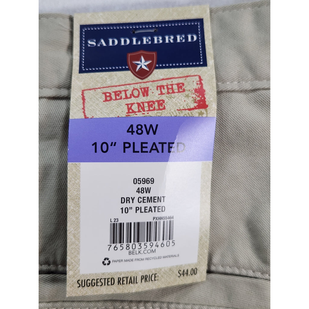 Saddlebred Men's Below the Knee Pleated Shorts Beige Size 48 NWT