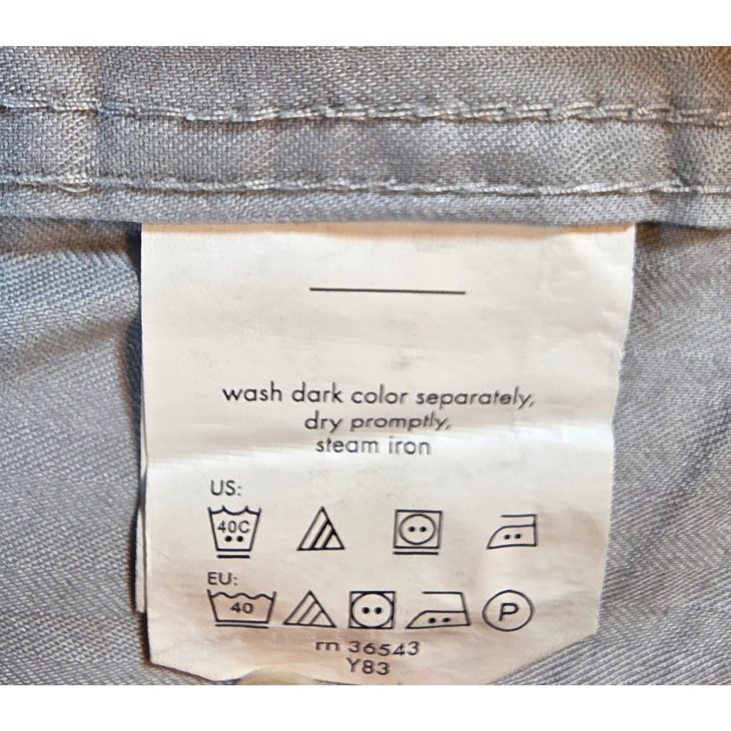 Chaps Mens Gray Herringbone Dress Shirt L 16-16.5 32/33 Wrinkle Free Regular Fit