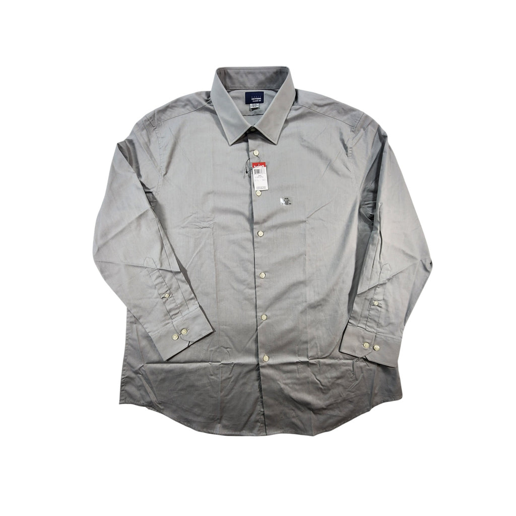 Basic Editions Men's Gray Long Sleeve Dress Shirt Classic Fit 17-17.5 34/35 NWT
