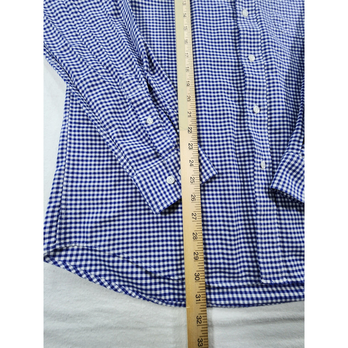 Saddlebred Men's Dress Shirt 17 34/35 Blue White Check Long Sleeve Button Up
