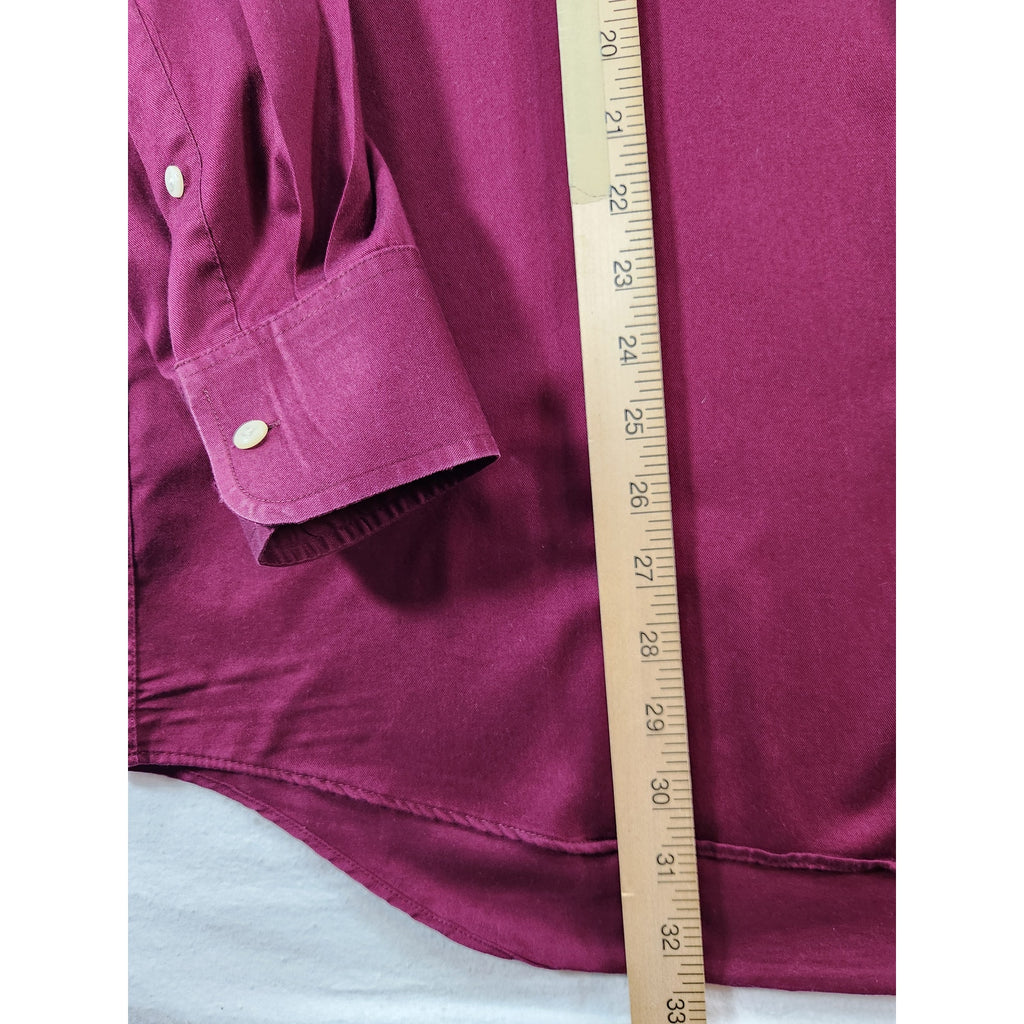 IZOD Easy Care Men's Dress Shirt Burgundy 17 34/35 Long Sleeve