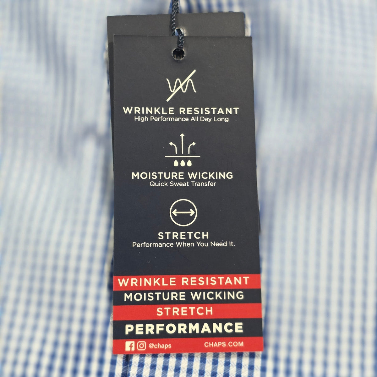 Chaps Ralph Lauren Men’s Blue Gingham Performance Shirt Slim Fit NWT Size L