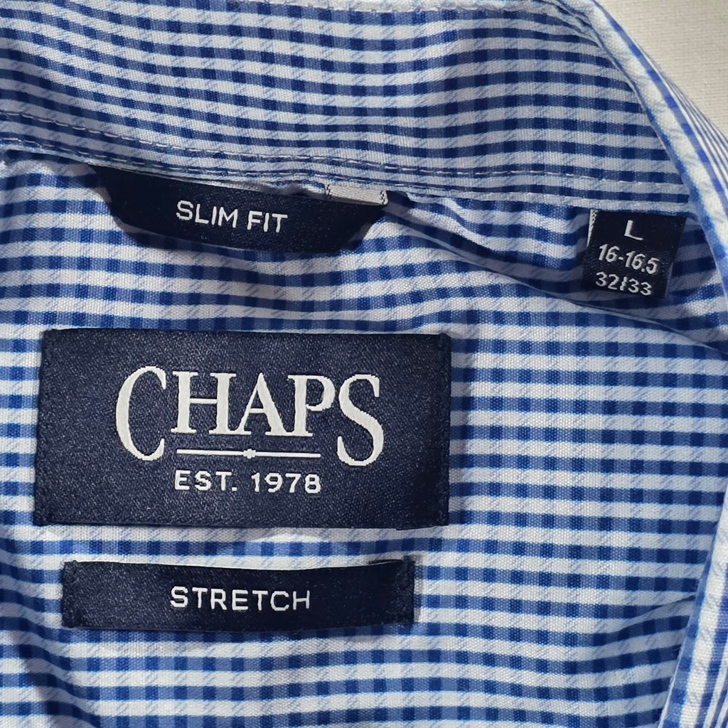 Chaps Ralph Lauren Men’s Blue Gingham Performance Shirt Slim Fit NWT Size L