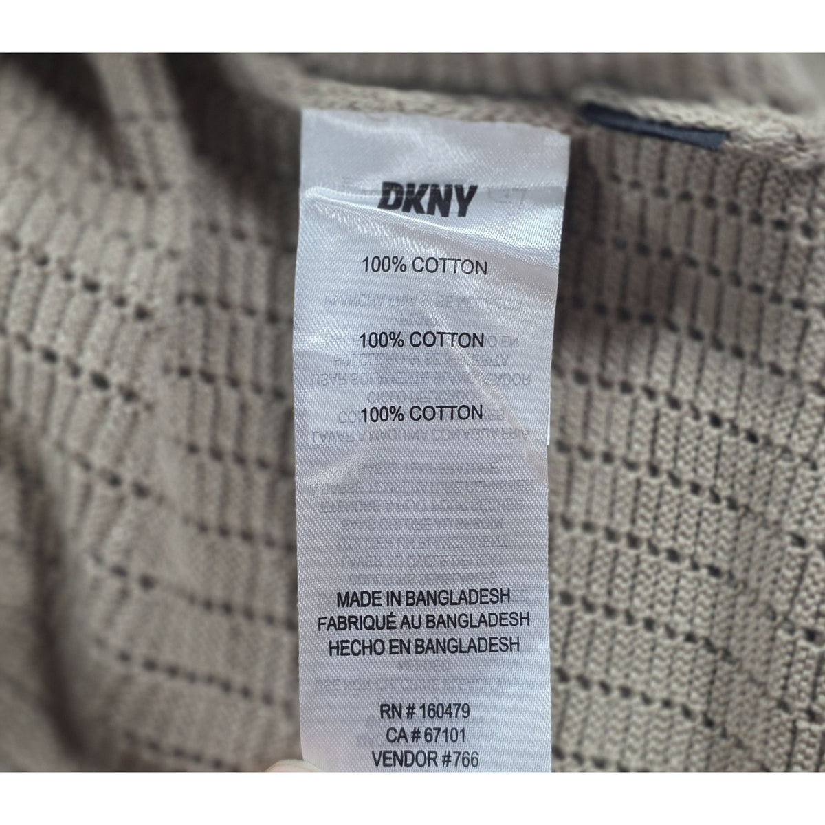 DKNY Camp Shirt Mens Small Brown Textured Knit Button Up Short Sleeve NWT