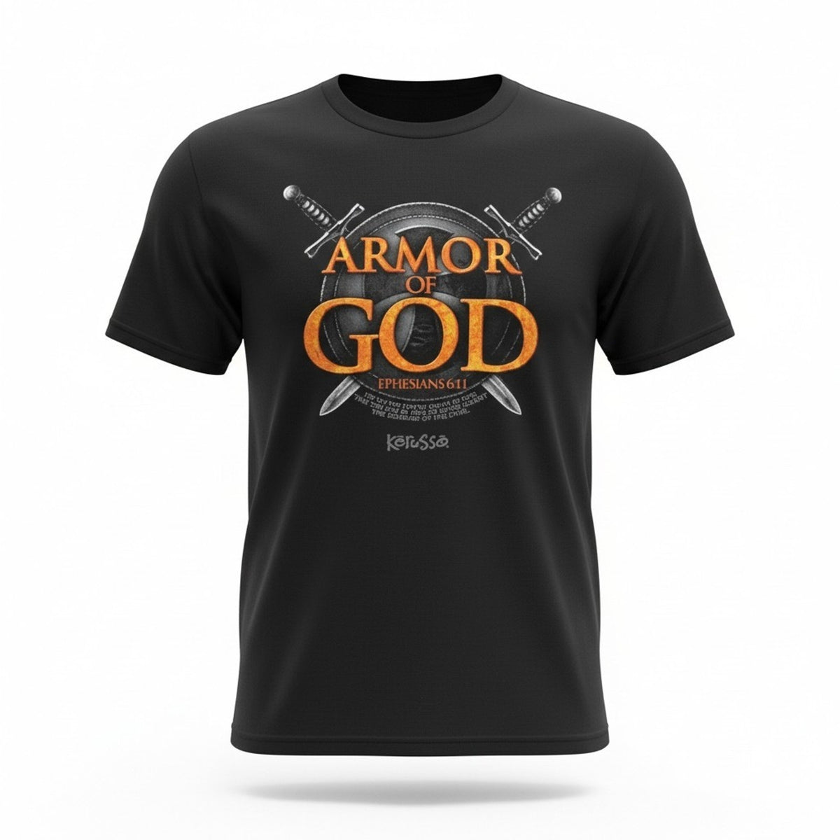 Kerusso Armor of God Men’s L Black Christian Graphic T-Shirt