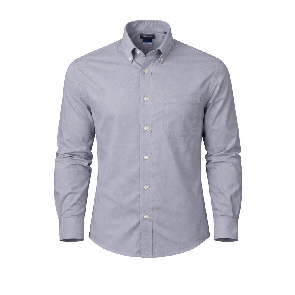 Chaps Mens Gray Herringbone Dress Shirt L 16-16.5 32/33 Wrinkle Free Regular Fit