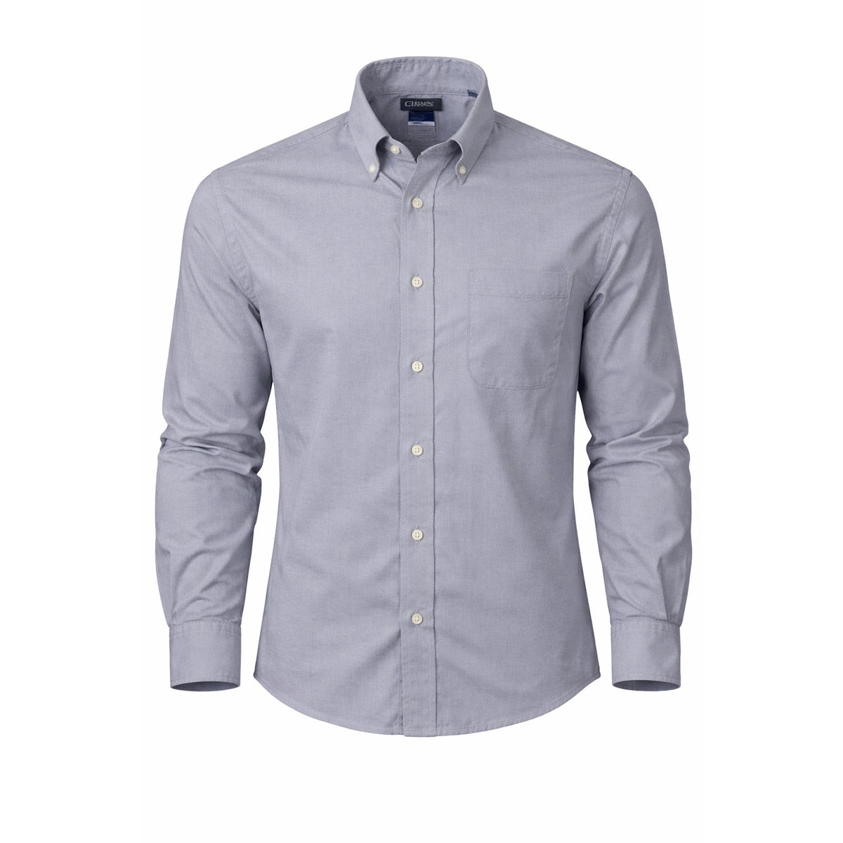 Chaps Mens Gray Herringbone Dress Shirt L 16-16.5 32/33 Wrinkle Free Regular Fit