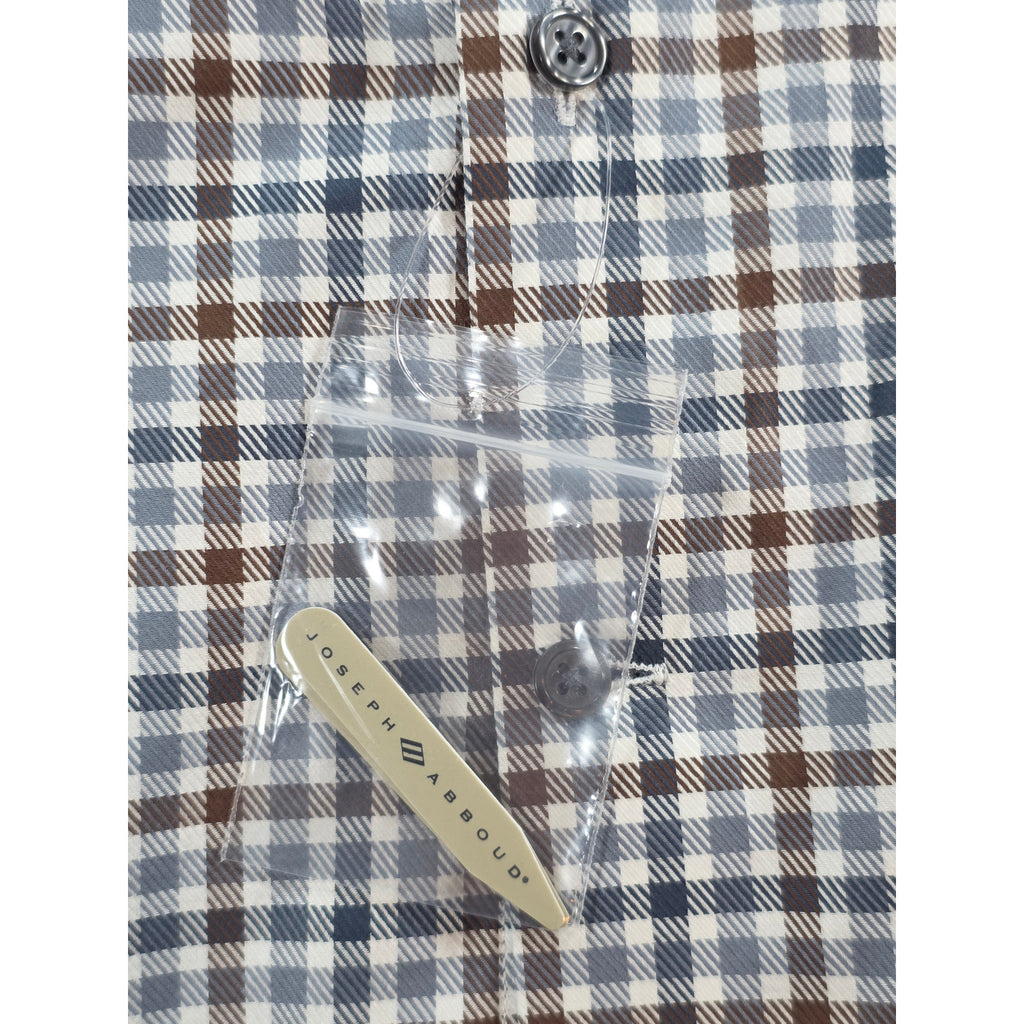 Joseph Abboud Men's Dress Shirt Brown Gray Plaid XXL NWT Long Sleeve