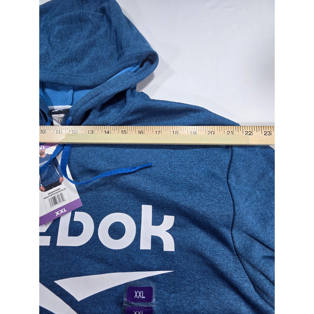 Reebok Mens XXL Blue Performance Graphic Logo Pullover Hoodie 3RSMJ1389 NWT