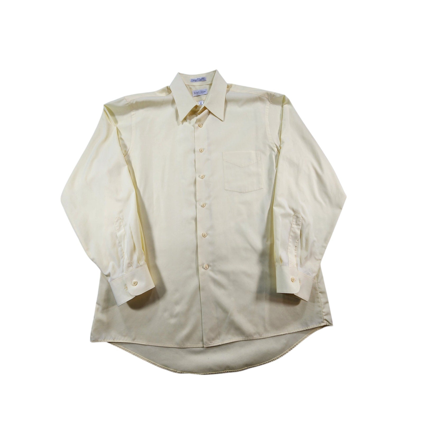 Van Heusen Men's Dress Shirt Yellow 16.5 34/35 Long Sleeve