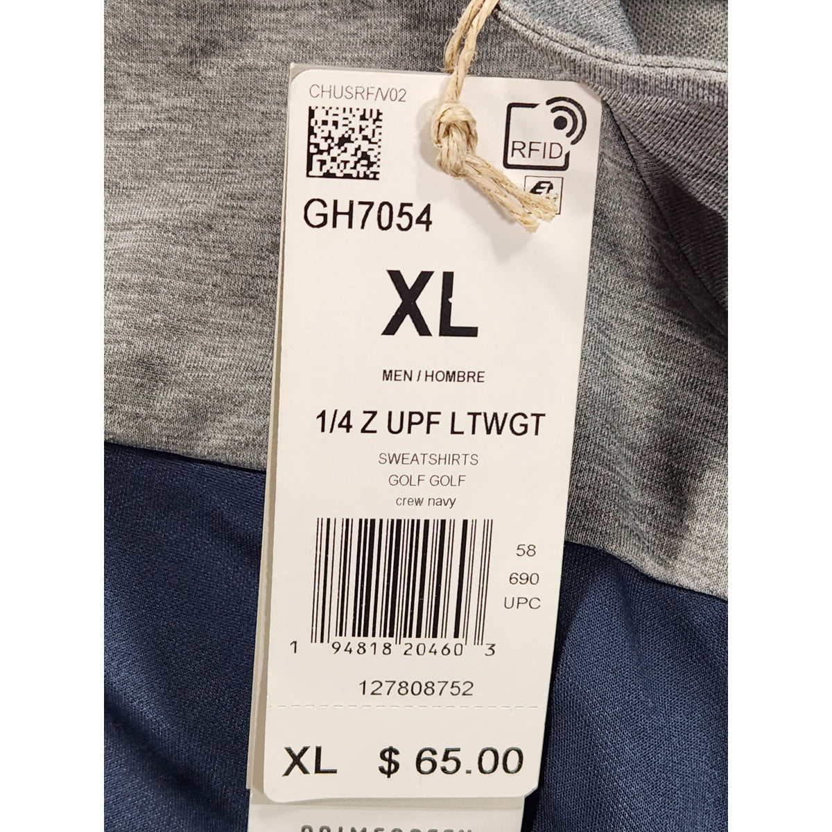 Adidas UPF 50 Quarter Zip Pullover Mens XL Blue Gray Golf Athletic Shirt NWT