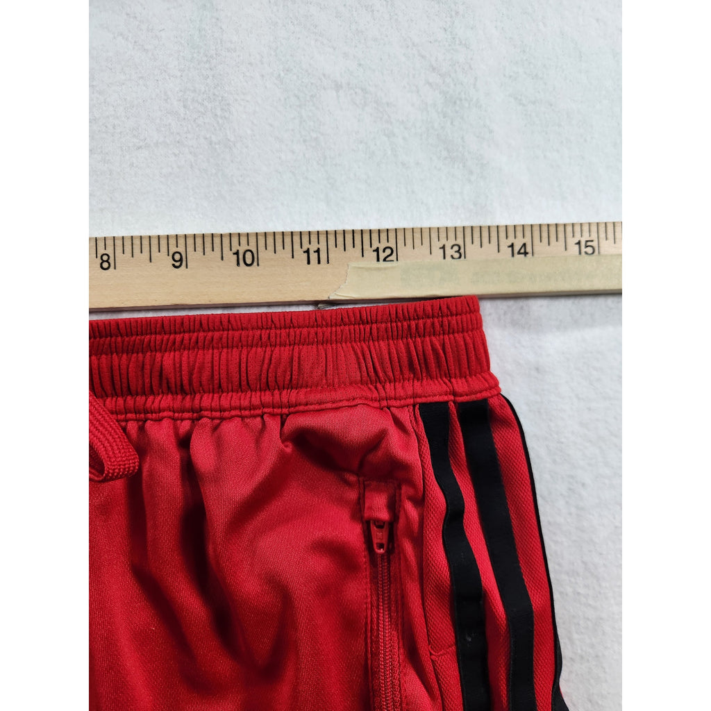 Adidas Men's Red Athletic Shorts Black 3-Stripes Drawstring Size M