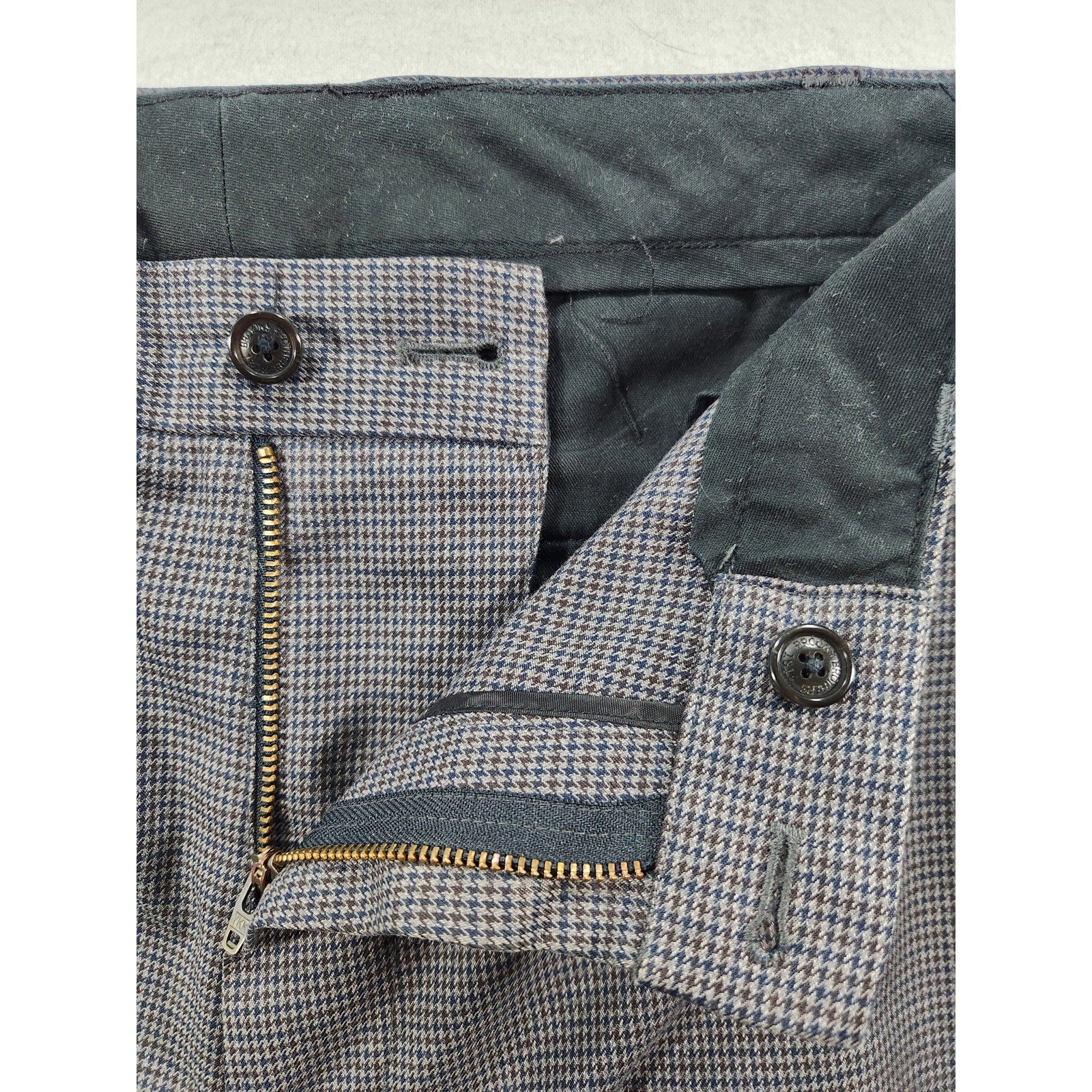 Brooks Brothers Clark Fit Men's Dress Pants 34x32 Blue Gray Flat Front