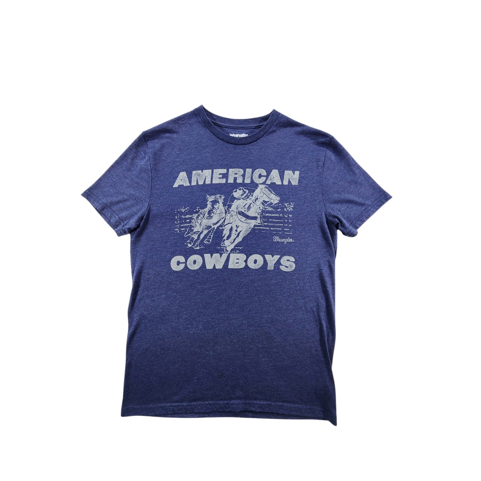 Wrangler Men's T Shirt S Blue American Cowboys Western Rodeo Graphic Tee