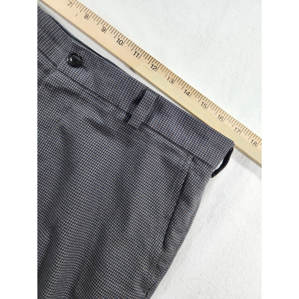 Brooks Brothers Clark Fit Men's Dress Pants 34x32 Blue Gray Flat Front