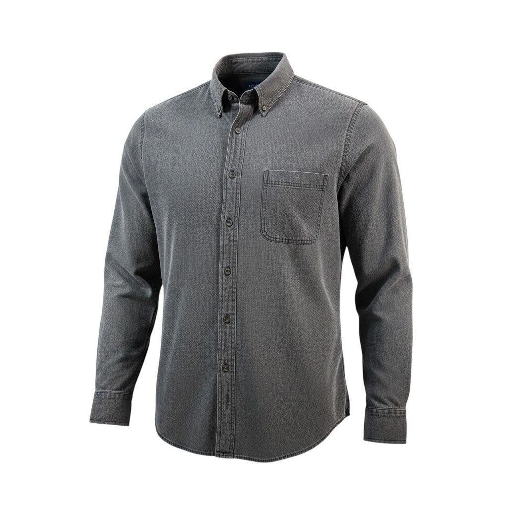 Croft & Barrow Men's Button Down Shirt Gray L Long Sleeve Casual