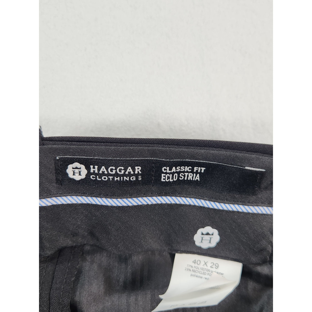 Haggar Men's Black Dress Pants Hidden Expandable Waistband 40x29 NWT