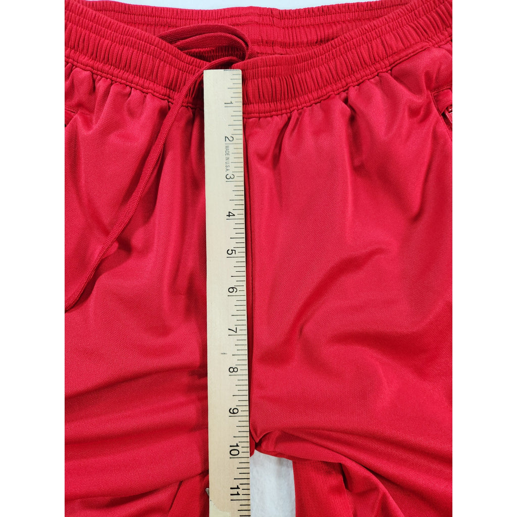 Adidas Men's Red Athletic Shorts Black 3-Stripes Drawstring Size M