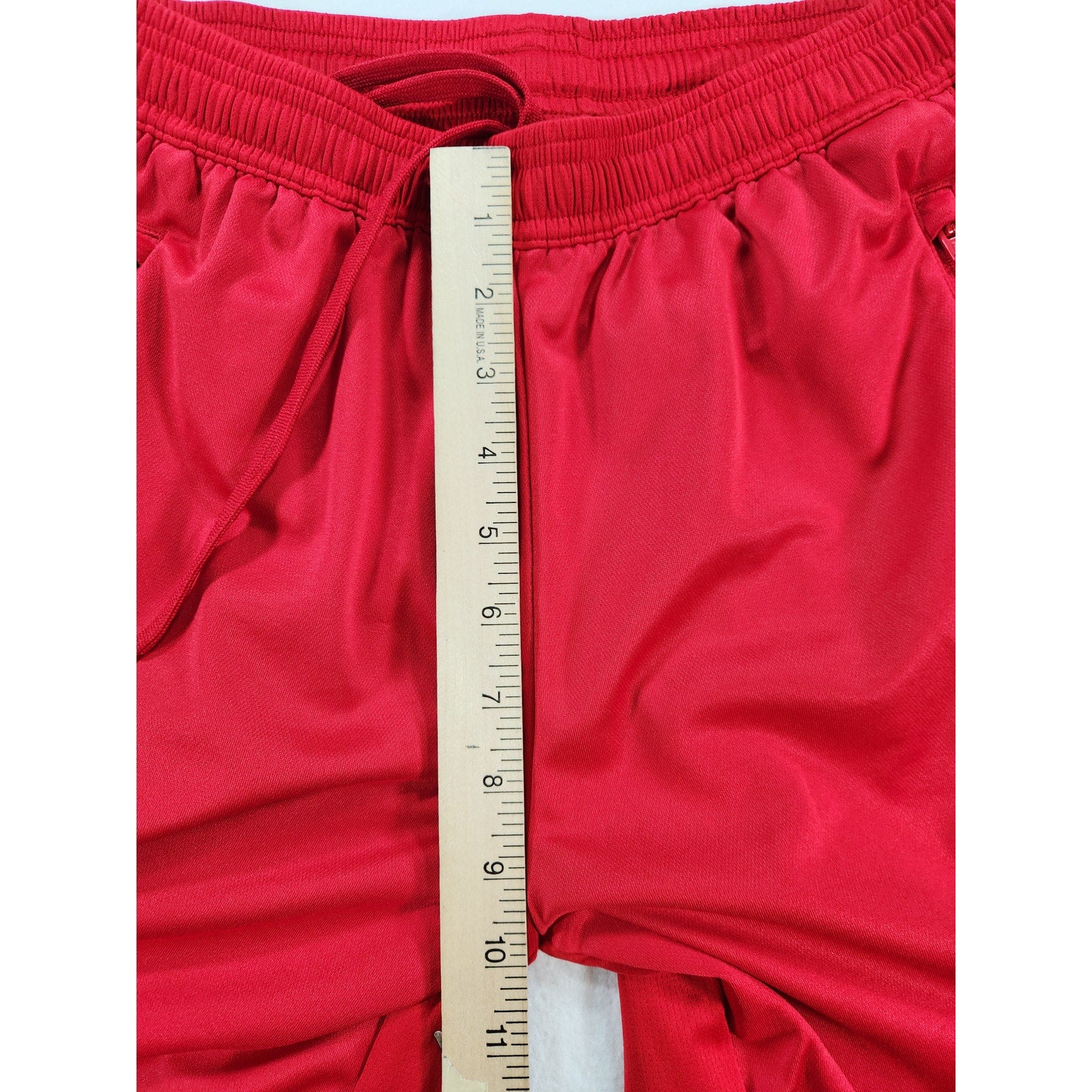 Adidas Men's Red Athletic Shorts Black 3-Stripes Drawstring Size M