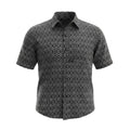 Shaquille O'Neal Men's Black Geometric Print Short Sleeve Button Up Shirt 3XLT