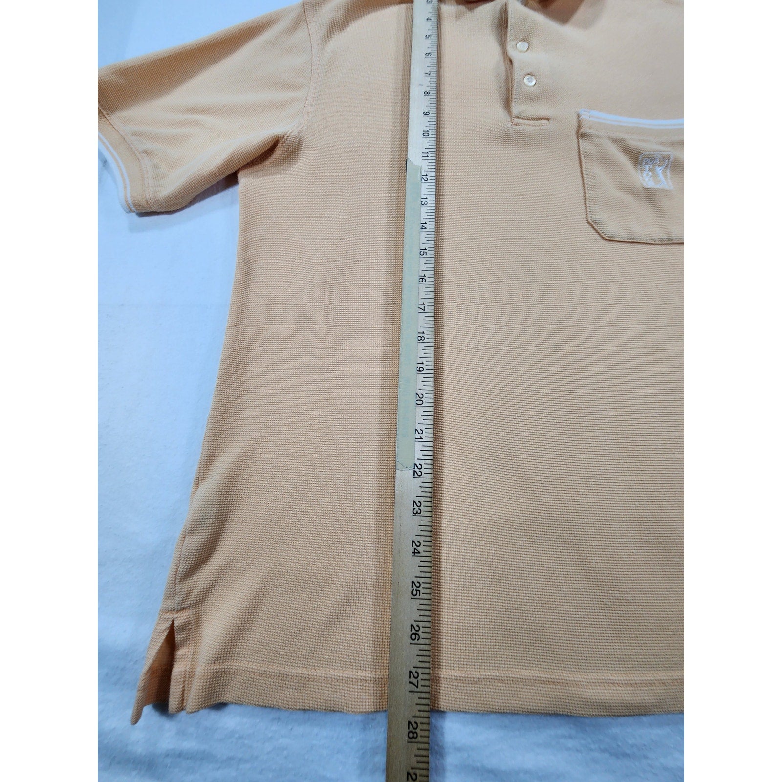 PGA Tour Men's Golf Polo Shirt Small Orange Cream Short Sleeve Pocket
