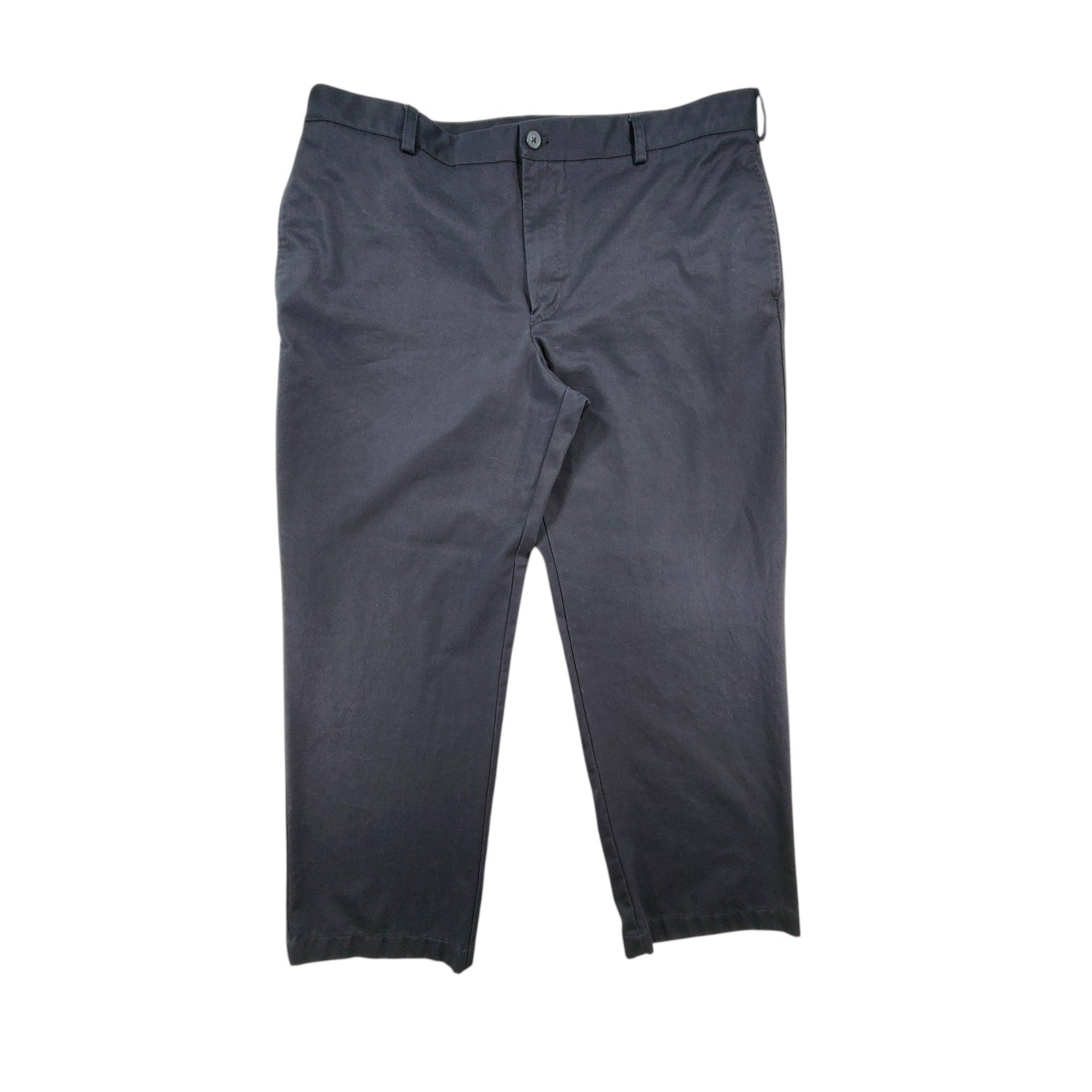 Van Heusen Men's Pants 42x30 Black Classic Fit Flat Front Cotton Khaki Chinos
