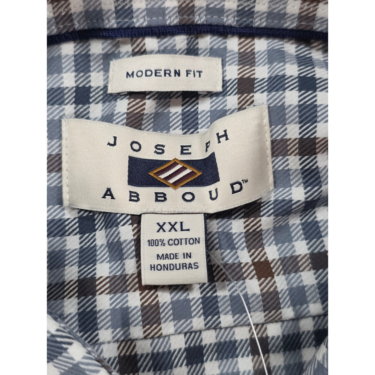Joseph Abboud Men's Dress Shirt Brown Gray Plaid XXL NWT Long Sleeve