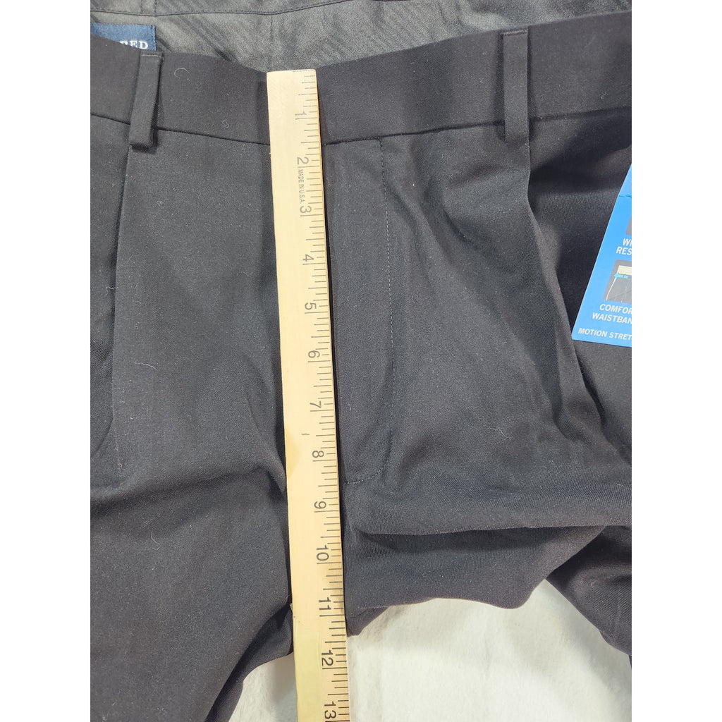 Saddlebred Motion Stretch Men's Pleated Dress Pants Black 34x30 NWT