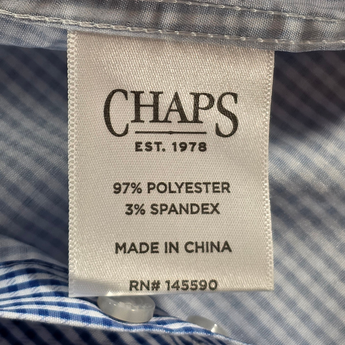 Chaps Ralph Lauren Men’s Blue Gingham Performance Shirt Slim Fit NWT Size L