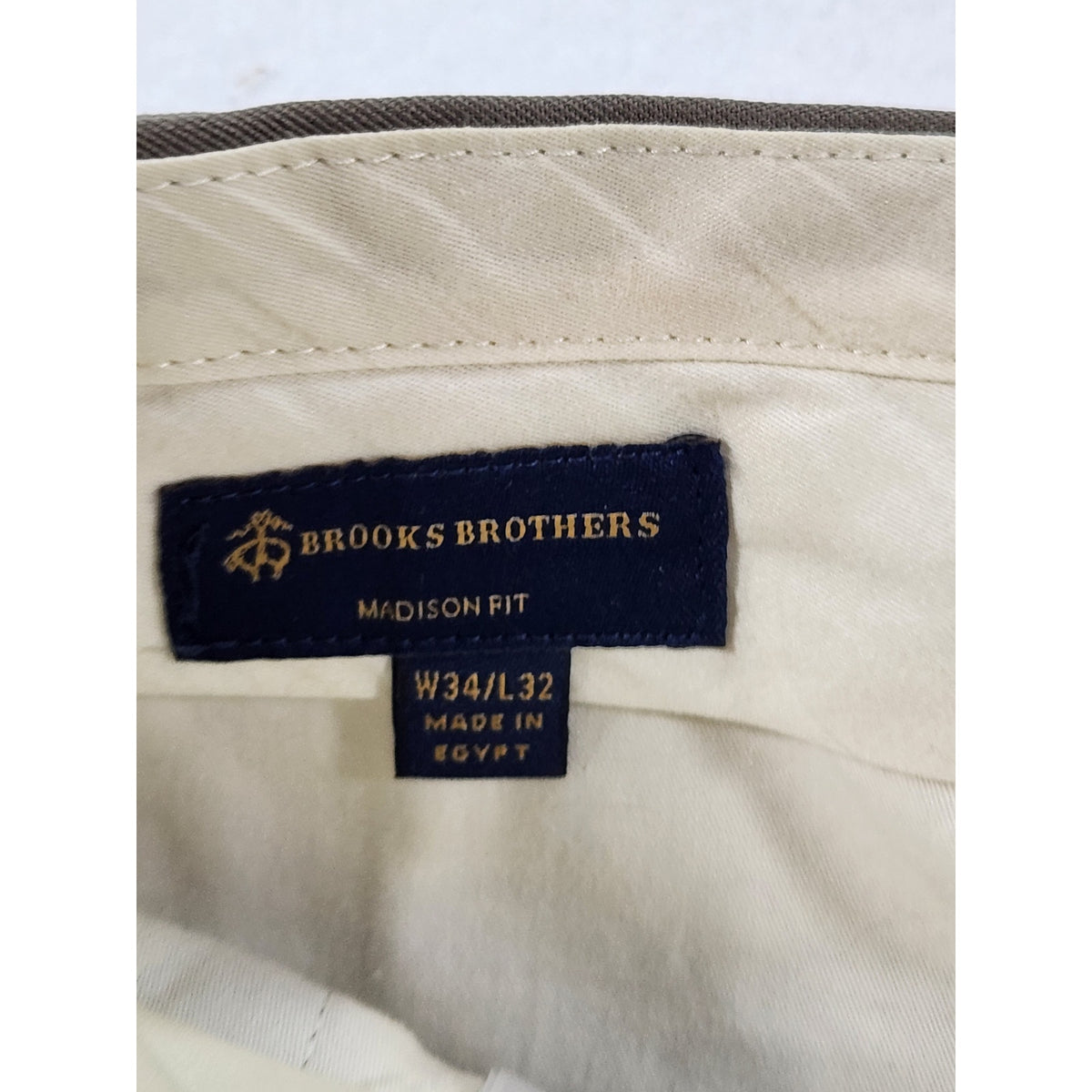 Brooks Brothers Madison Fit Men's Tan Dress Pants 34x32 Flat Front