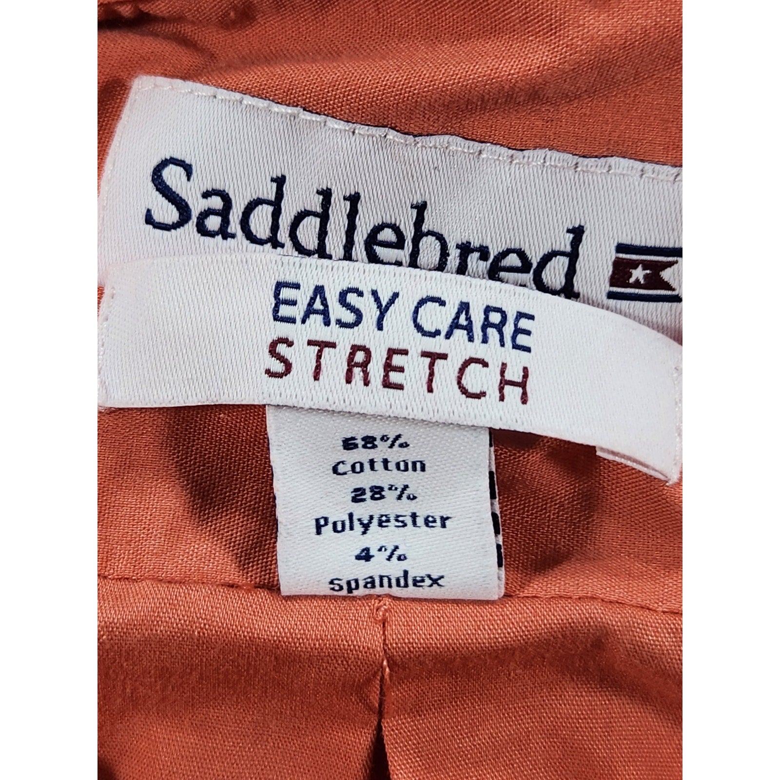 Saddlebred Men's Dress Shirt XL 17 17.5 34/35 Orange Long Sleeve Button Up