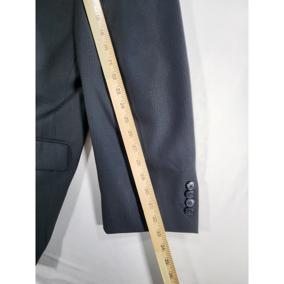 905 Custom Made Wool Suit Jacket Mens 50R Black Two Button Blazer