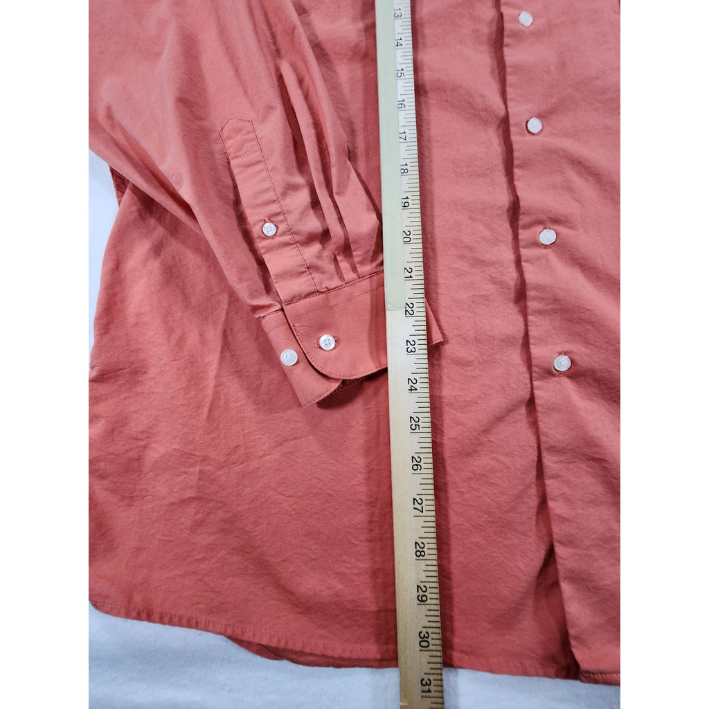 Saddlebred Men's Dress Shirt XL 17 17.5 34/35 Orange Long Sleeve Button Up