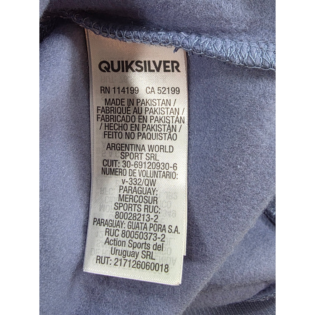 Quiksilver Mens Large Blue Pullover Hoodie Surf Logo Graphic Sweatshirt NWT