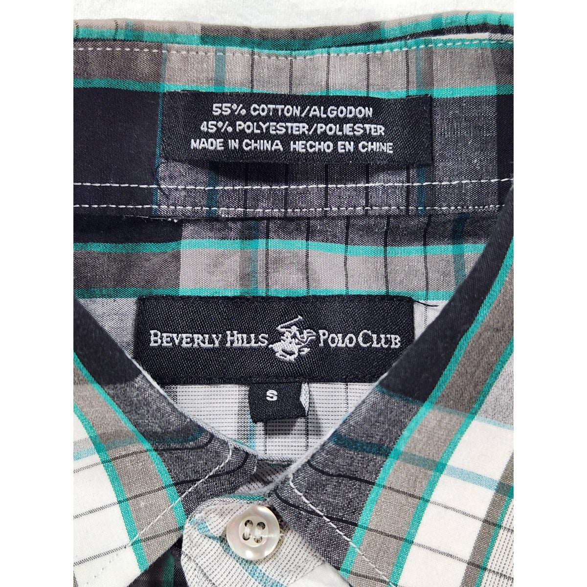 Beverly Hills Polo Club Men's Shirt S Plaid Short Sleeve Western Button Up
