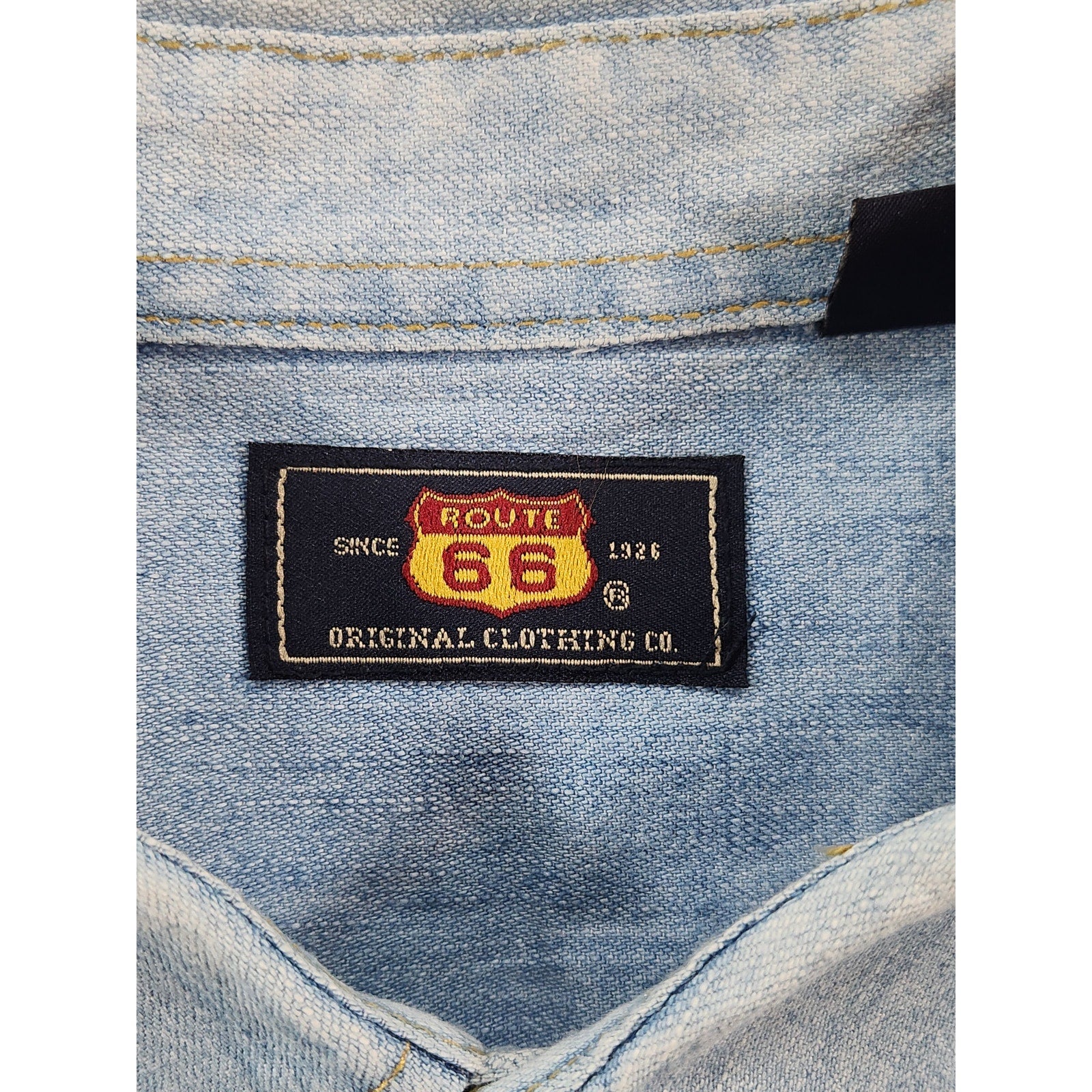 Route 66 Men's Lightweight Denim Button Up Shirt Blue L Long Sleeve