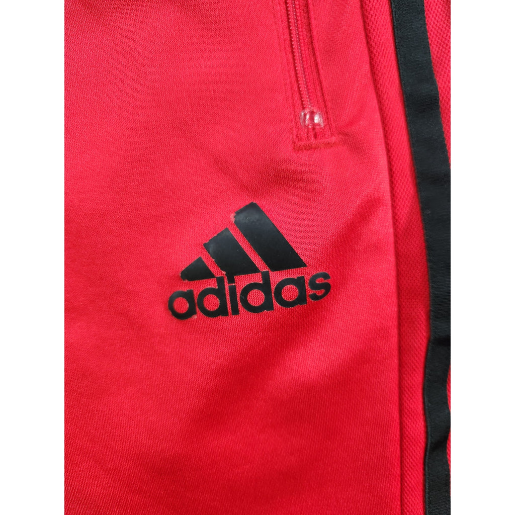Adidas Men's Red Athletic Shorts Black 3-Stripes Drawstring Size M