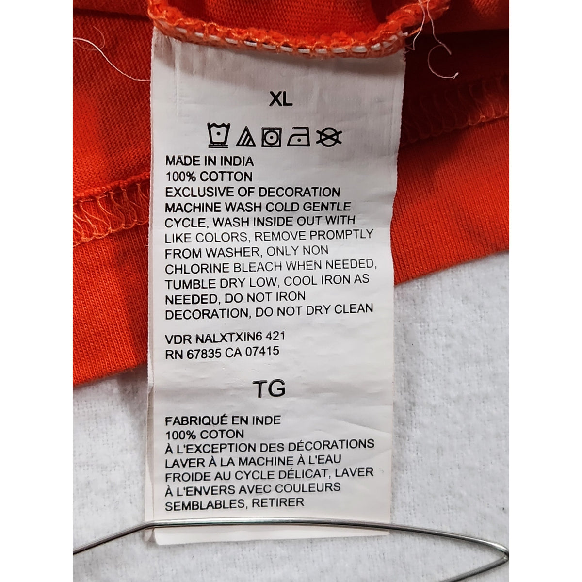 Nautica Men's T-Shirt XL Orange V-Neck Short Sleeve Logo Casual Tee