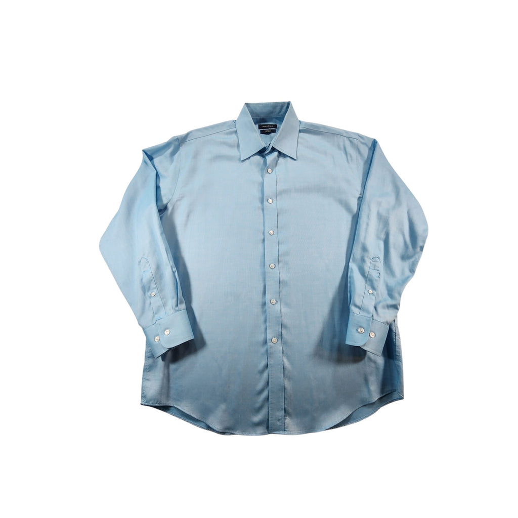 Nautica Men's Dress Shirt Blue 16.5 34/35 Long Sleeve Button Up