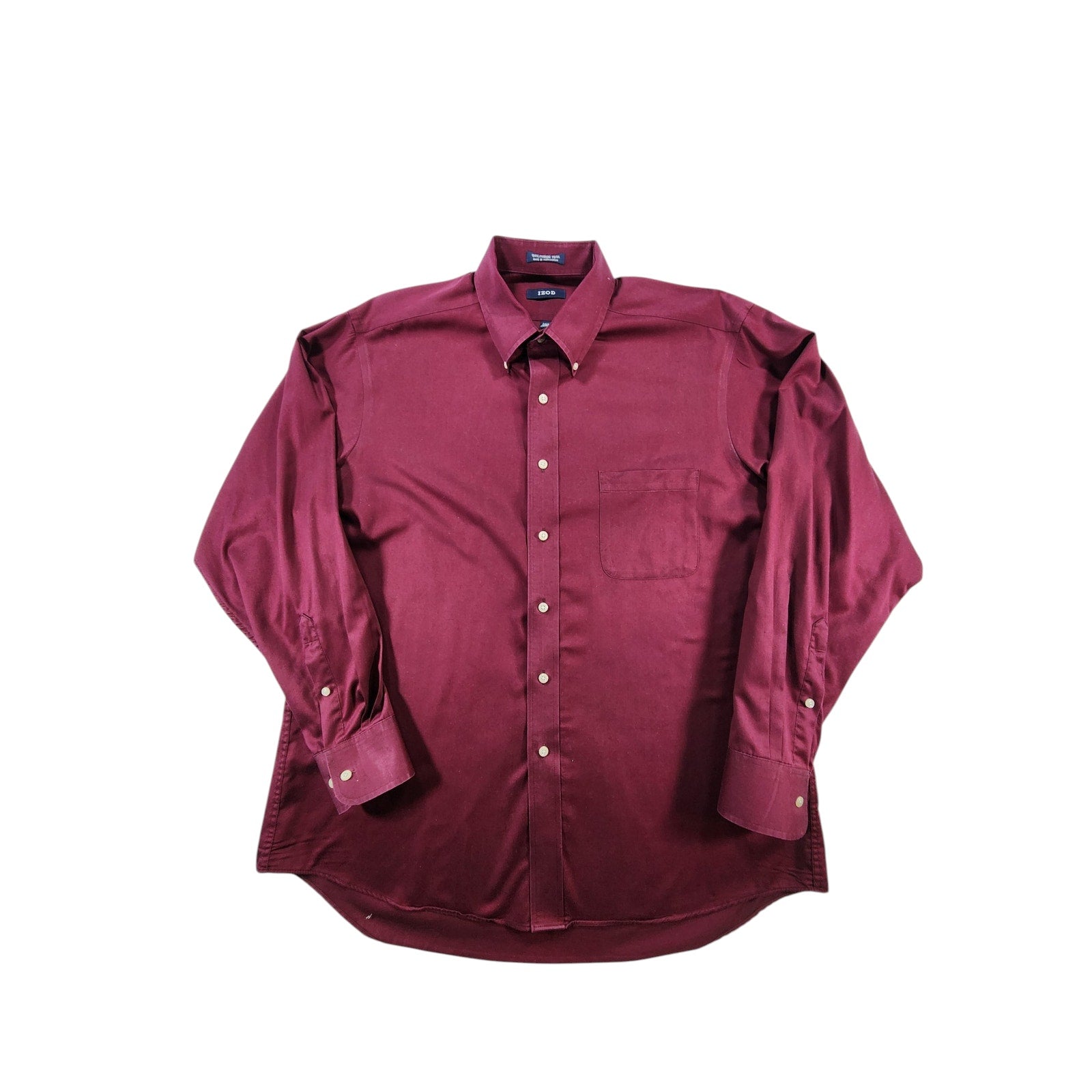 IZOD Easy Care Men's Dress Shirt Burgundy 17 34/35 Long Sleeve