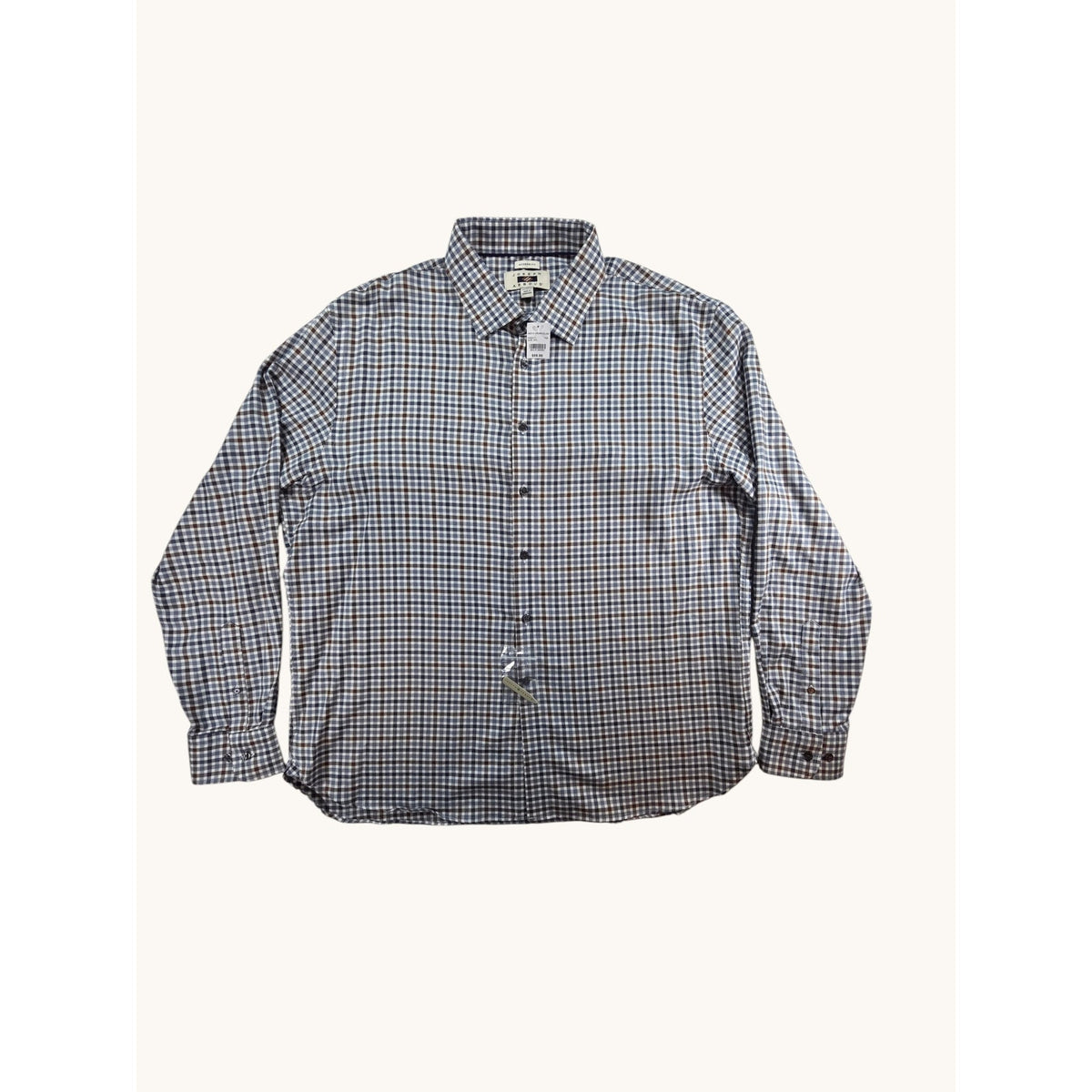 Joseph Abboud Men's Dress Shirt Brown Gray Plaid XXL NWT Long Sleeve