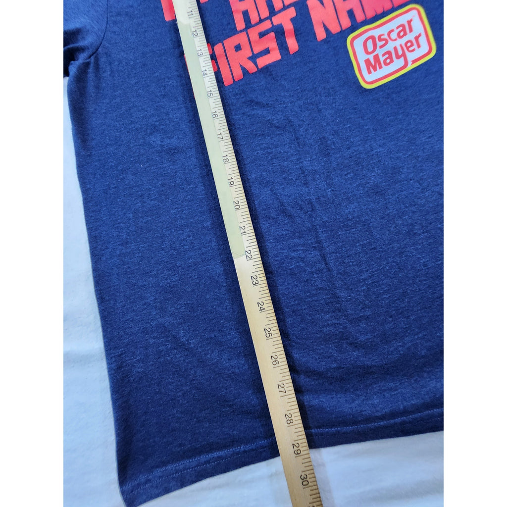 Oscar Mayer Men's T Shirt Large My Bologna Has A First Name Graphic Logo Blue