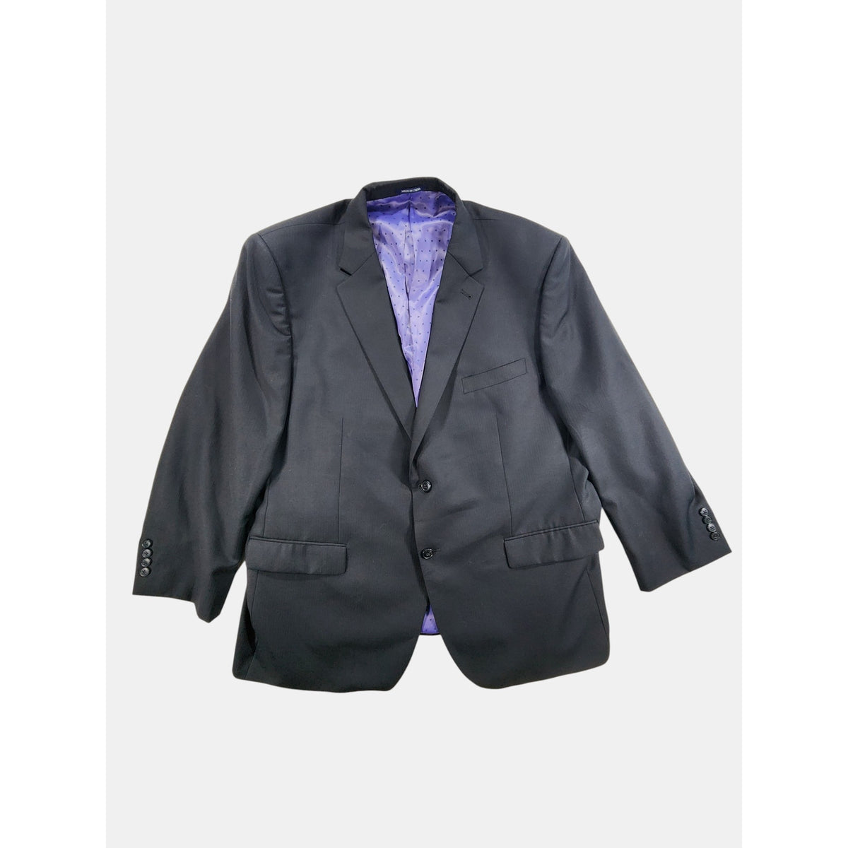 905 Custom Made Wool Suit Jacket Mens 50R Black Two Button Blazer