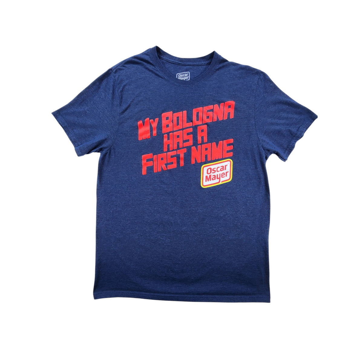 Oscar Mayer Men's T Shirt Large My Bologna Has A First Name Graphic Logo Blue