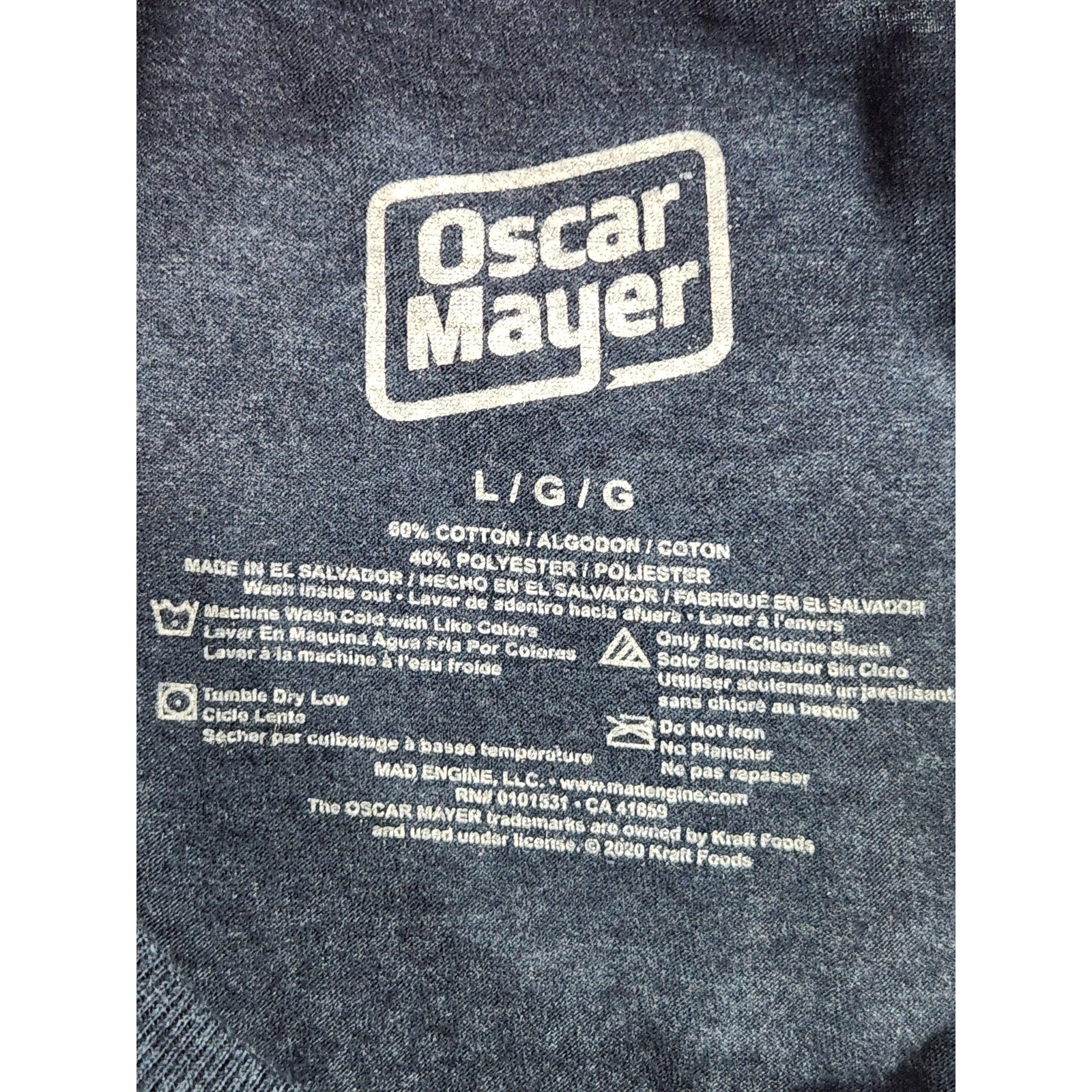 Oscar Mayer Men's T Shirt Large My Bologna Has A First Name Graphic Logo Blue