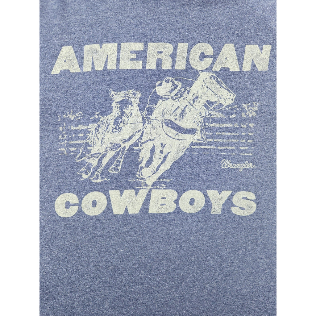 Wrangler Men's T Shirt S Blue American Cowboys Western Rodeo Graphic Tee