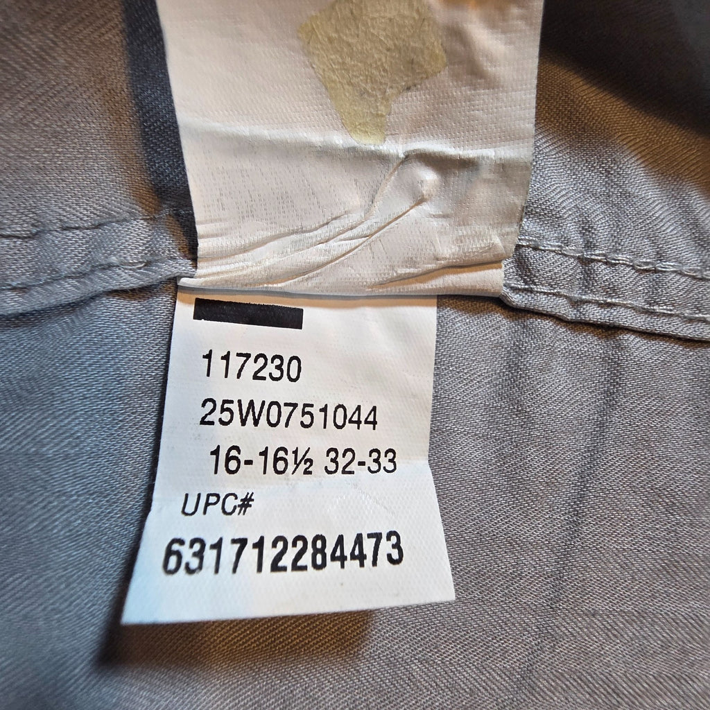 Chaps Mens Gray Herringbone Dress Shirt L 16-16.5 32/33 Wrinkle Free Regular Fit